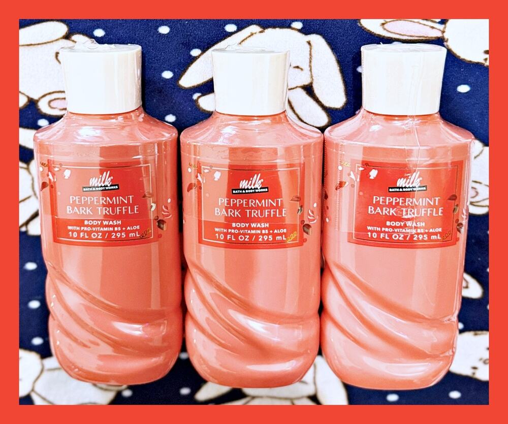 Bath & Body Works Peppermint Bark Truffle Milk Bar Shower Gel Body Wash x3